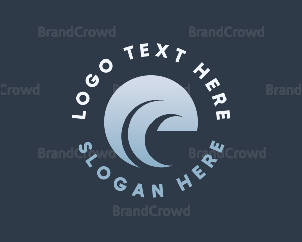 Ocean Waves Letter E Logo