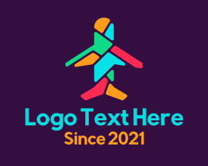Travel Agency - Colorful Mosaic Airplane logo design