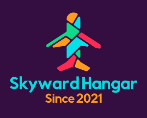 Hangar - Colorful Mosaic Airplane logo design