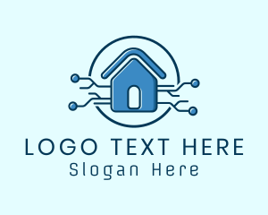 Smart Home - Digital Circuit House logo design