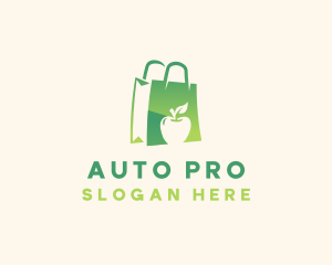 Mall - Grocery Apple Shopping Bag logo design