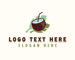 Leaves - Tropical Coconut Drink logo design
