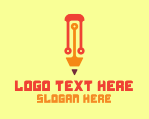 Writer - Electronic Tech Pencil logo design