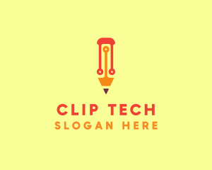 Tech Circuit Pencil  logo design