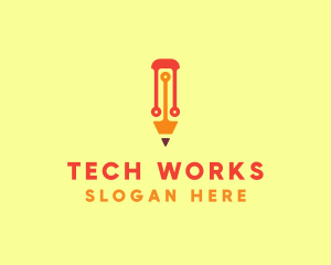 Electronic Tech Pencil  logo design