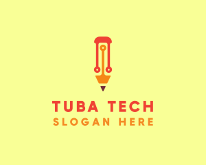 Electronic Tech Pencil  logo design