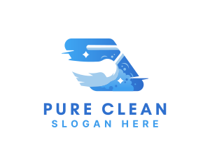 Cleaning Broom Sweeping logo design