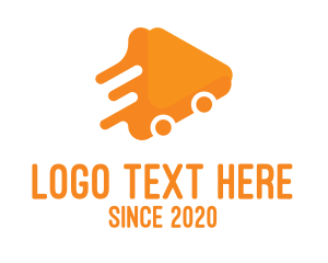 Play Button - Triangular Orange Delivery Van logo design
