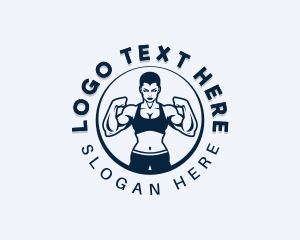 Muscular - Muscle Fitness Workout logo design