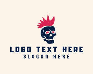 Skater - Mohawk Punk Skull Streetwear logo design