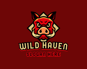 Wild Boar Animal logo design