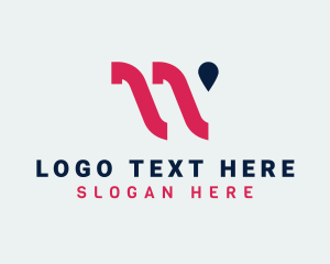 Meeting Point - Location Pin Letter W logo design