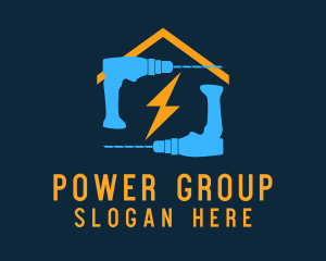 Power Drill Home Repair Logo