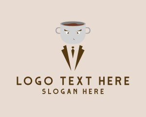 Hospitality - Coffee Cup Face Suit logo design