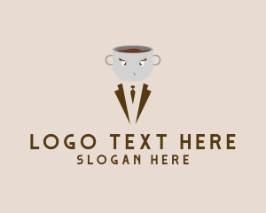 Waiter - Coffee Cup Suit logo design
