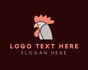 Red Chicken - Chicken Rooster Head logo design