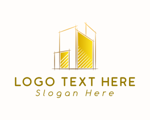 Tower - Gold Building Construction logo design