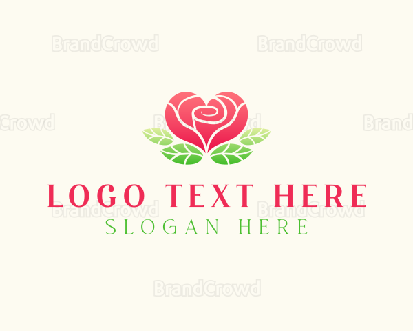 Heart Rose Flower Logo