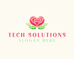 Heart Rose Flower Logo
