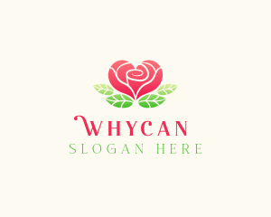 Heart Rose Flower Logo