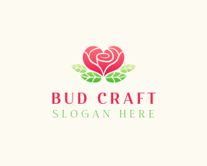 Bud - Heart Rose Flower logo design