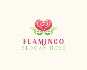 Heart Rose Flower logo design