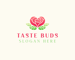 Heart Rose Flower logo design