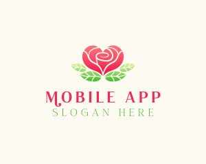 Bud - Heart Rose Flower logo design