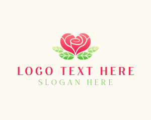 Heart Rose Flower Logo