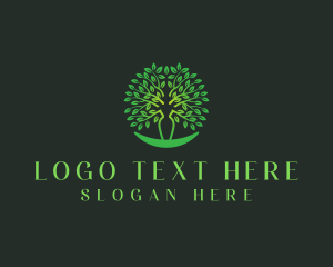 Vegan - Natural Woman Tree logo design