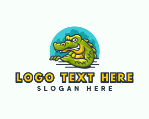 Caiman - Wild Crocodile Reptile logo design