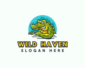 Wild Crocodile Reptile logo design