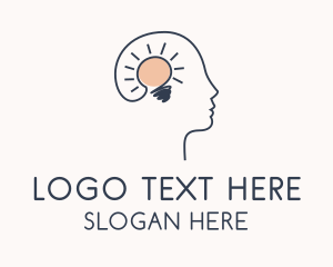 Mind - Light Bulb Mental Therapy logo design