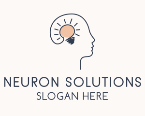 Neuron - Light Bulb Mental Therapy logo design