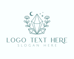 Fortune Telling - Crystal Moon Flower logo design