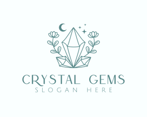 Crystal Moon Flower logo design