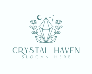 Crystal Moon Flower logo design