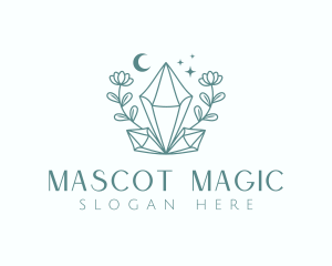 Crystal Moon Flower logo design