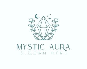 Crystal Moon Flower logo design