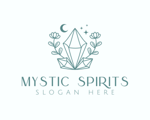 Crystal Moon Flower logo design