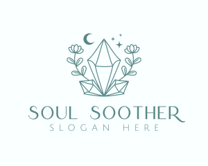 Healer - Crystal Moon Flower logo design