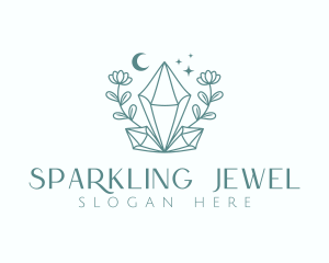 Crystal Moon Flower logo design