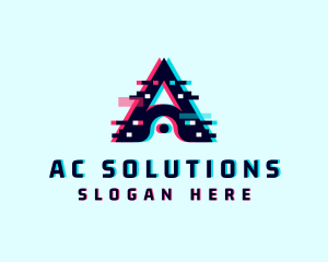 Cyber Anaglyph Glitch Letter A logo design