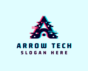 Cyber Anaglyph Glitch Letter A logo design