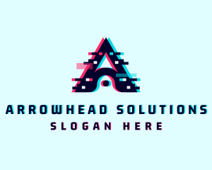 Cyber Anaglyph Glitch Letter A logo design