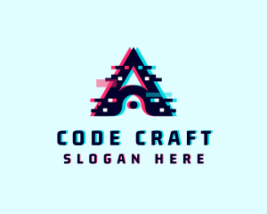 Encoding - Cyber Anaglyph Glitch Letter A logo design