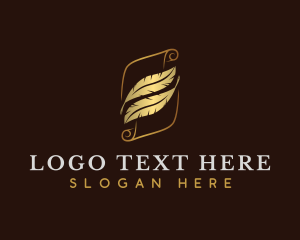 Handwriting - Scroll Quill Feather logo design
