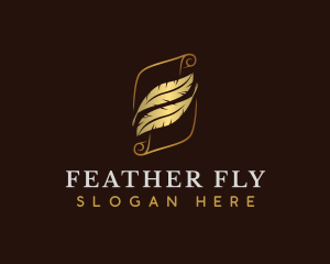 Scroll Quill Feather logo design