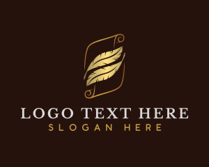 Feather - Scroll Quill Feather logo design