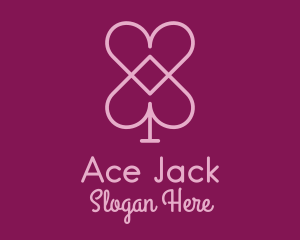 Blackjack - Pink Heart Spade logo design